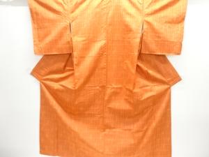 未使用品　格子織出し手織り紬着物